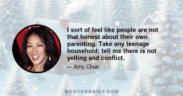 I sort of feel like people are not that honest about their own parenting. Take any teenage household; tell me there is not yelling and conflict.