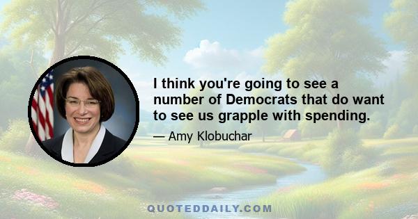 I think you're going to see a number of Democrats that do want to see us grapple with spending.