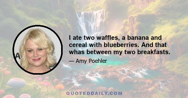 I ate two waffles, a banana and cereal with blueberries. And that whas between my two breakfasts.