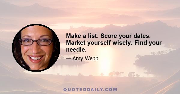 Make a list. Score your dates. Market yourself wisely. Find your needle.