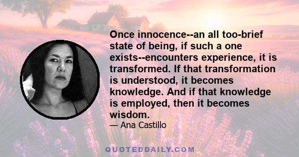 Once innocence--an all too-brief state of being, if such a one exists--encounters experience, it is transformed. If that transformation is understood, it becomes knowledge. And if that knowledge is employed, then it