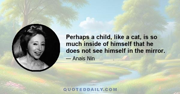 Perhaps a child, like a cat, is so much inside of himself that he does not see himself in the mirror.