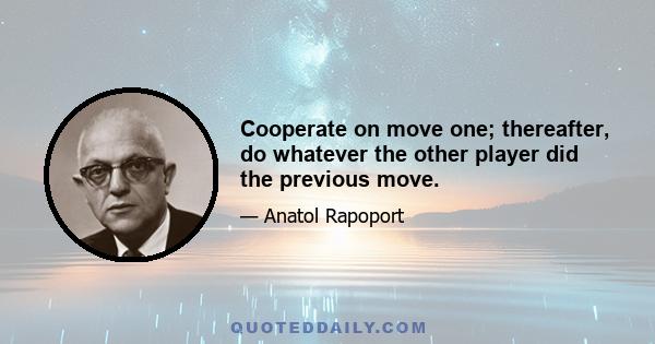 Cooperate on move one; thereafter, do whatever the other player did the previous move.