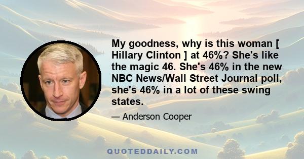 My goodness, why is this woman [ Hillary Clinton ] at 46%? She's like the magic 46. She's 46% in the new NBC News/Wall Street Journal poll, she's 46% in a lot of these swing states.