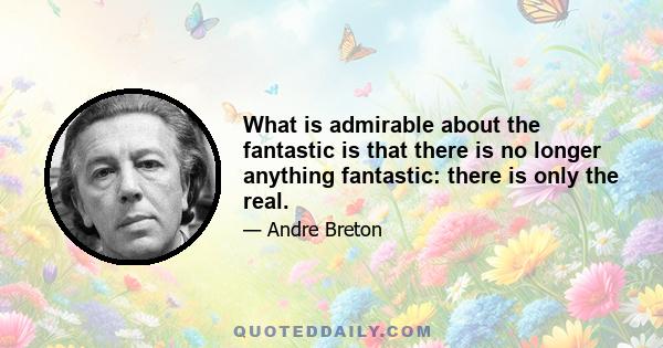 What is admirable about the fantastic is that there is no longer anything fantastic: there is only the real.