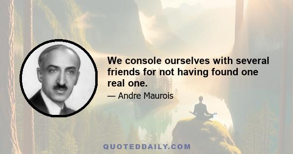 We console ourselves with several friends for not having found one real one.