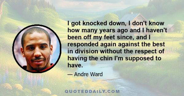 I got knocked down, I don't know how many years ago and I haven't been off my feet since, and I responded again against the best in division without the respect of having the chin I'm supposed to have.