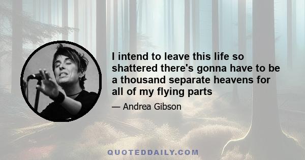 I intend to leave this life so shattered there's gonna have to be a thousand separate heavens for all of my flying parts