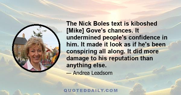 The Nick Boles text is kiboshed [Mike] Gove's chances. It undermined people's confidence in him. It made it look as if he's been conspiring all along. It did more damage to his reputation than anything else.