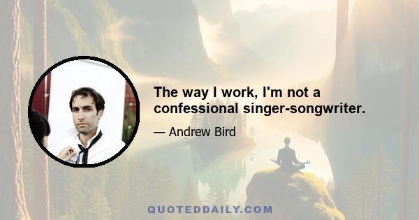 The way I work, I'm not a confessional singer-songwriter.