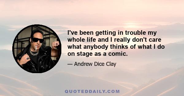 I've been getting in trouble my whole life and I really don't care what anybody thinks of what I do on stage as a comic.