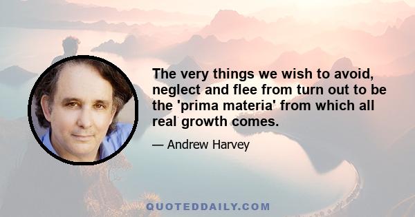 The very things we wish to avoid, neglect and flee from turn out to be the 'prima materia' from which all real growth comes.