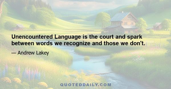 Unencountered Language is the court and spark between words we recognize and those we don't.