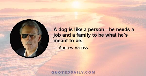 A dog is like a person—he needs a job and a family to be what he’s meant to be.