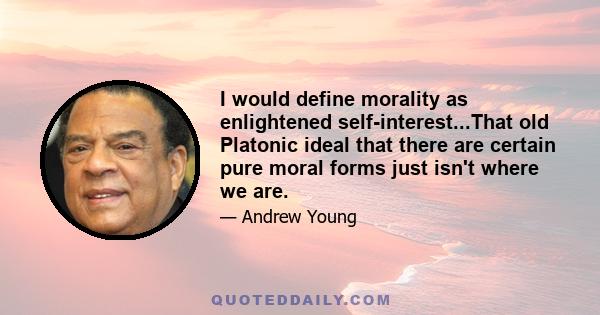 I would define morality as enlightened self-interest...That old Platonic ideal that there are certain pure moral forms just isn't where we are.