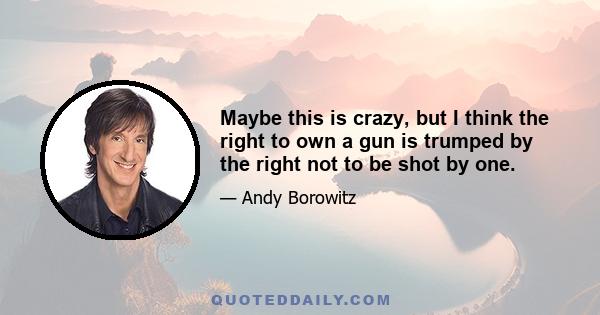 Maybe this is crazy, but I think the right to own a gun is trumped by the right not to be shot by one.