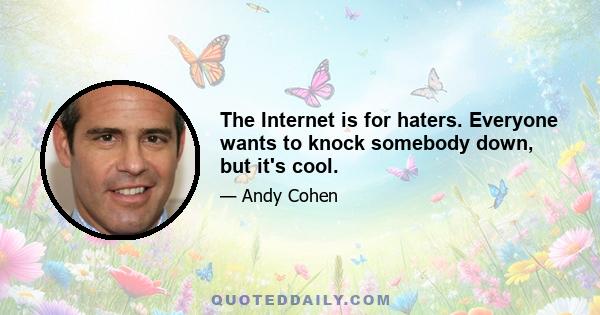 The Internet is for haters. Everyone wants to knock somebody down, but it's cool.