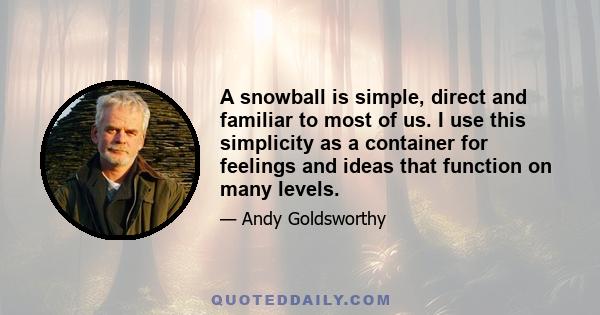 A snowball is simple, direct and familiar to most of us. I use this simplicity as a container for feelings and ideas that function on many levels.