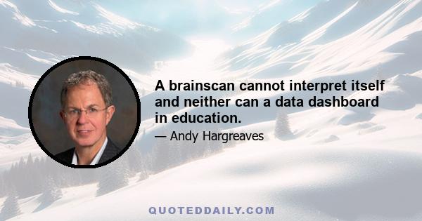 A brainscan cannot interpret itself and neither can a data dashboard in education.