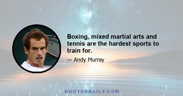 Boxing, mixed martial arts and tennis are the hardest sports to train for.