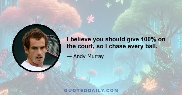 I believe you should give 100% on the court, so I chase every ball.