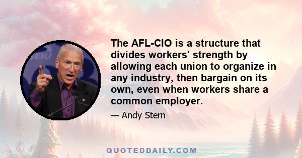 The AFL-CIO is a structure that divides workers' strength by allowing each union to organize in any industry, then bargain on its own, even when workers share a common employer.