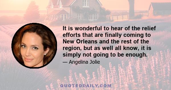 It is wonderful to hear of the relief efforts that are finally coming to New Orleans and the rest of the region, but as well all know, it is simply not going to be enough.