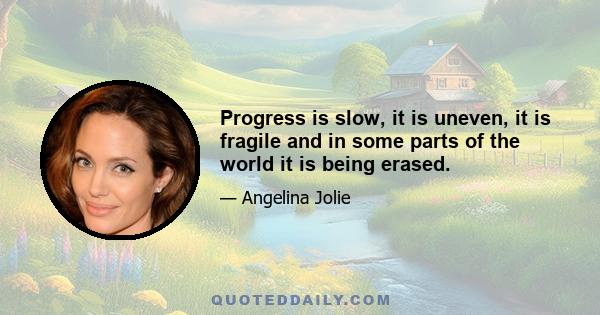 Progress is slow, it is uneven, it is fragile and in some parts of the world it is being erased.