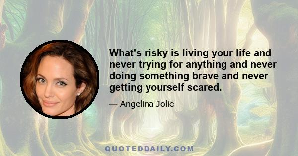 What's risky is living your life and never trying for anything and never doing something brave and never getting yourself scared.