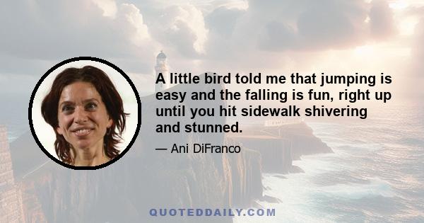 A little bird told me that jumping is easy and the falling is fun, right up until you hit sidewalk shivering and stunned.