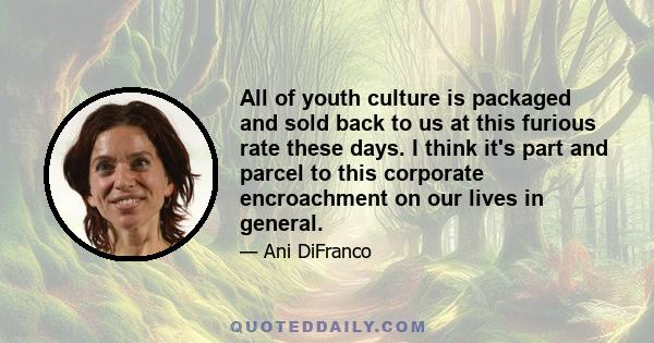 All of youth culture is packaged and sold back to us at this furious rate these days. I think it's part and parcel to this corporate encroachment on our lives in general.