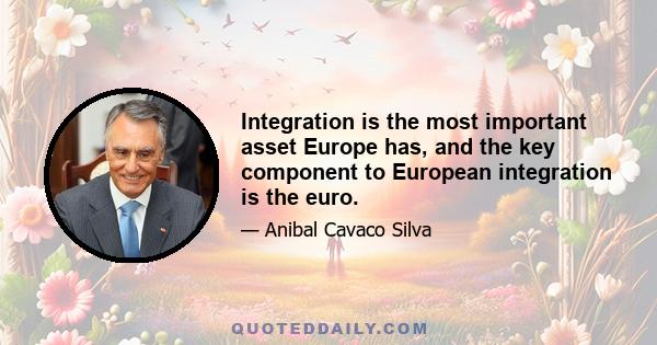 Integration is the most important asset Europe has, and the key component to European integration is the euro.