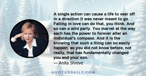 A single action can cause a life to veer off in a direction it was never meant to go. Falling in love can do that, you think. And so can a wild party. You marvel at the way each has the power to forever alter an