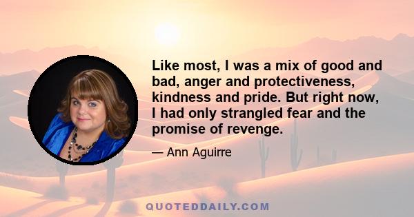 Like most, I was a mix of good and bad, anger and protectiveness, kindness and pride. But right now, I had only strangled fear and the promise of revenge.