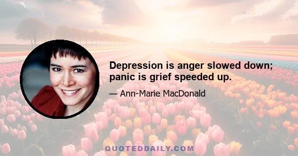 Depression is anger slowed down; panic is grief speeded up.