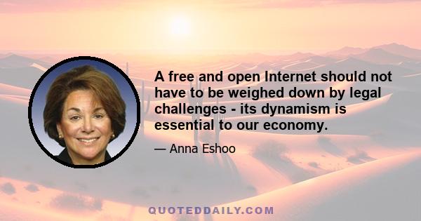 A free and open Internet should not have to be weighed down by legal challenges - its dynamism is essential to our economy.