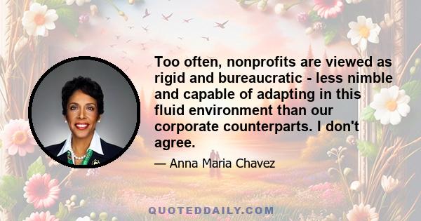 Too often, nonprofits are viewed as rigid and bureaucratic - less nimble and capable of adapting in this fluid environment than our corporate counterparts. I don't agree.