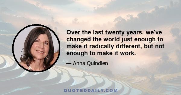 Over the last twenty years, we've changed the world just enough to make it radically different, but not enough to make it work.