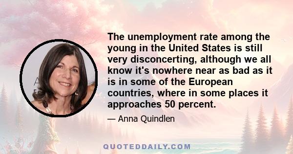 The unemployment rate among the young in the United States is still very disconcerting, although we all know it's nowhere near as bad as it is in some of the European countries, where in some places it approaches 50