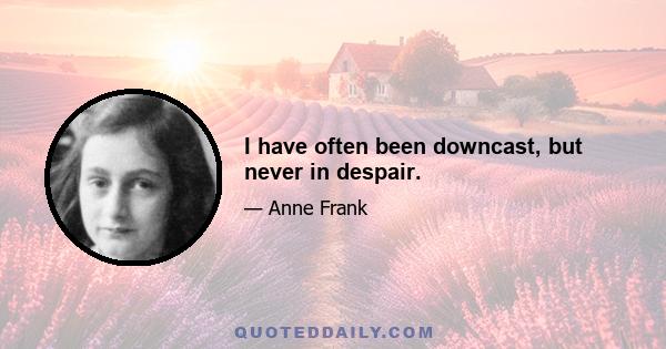 I have often been downcast, but never in despair.