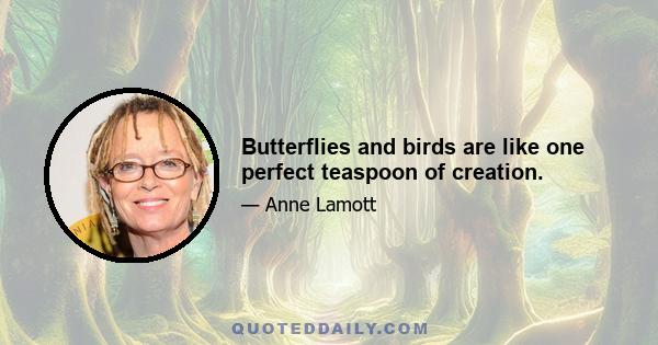 Butterflies and birds are like one perfect teaspoon of creation.