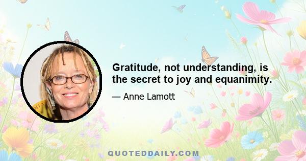 Gratitude, not understanding, is the secret to joy and equanimity.