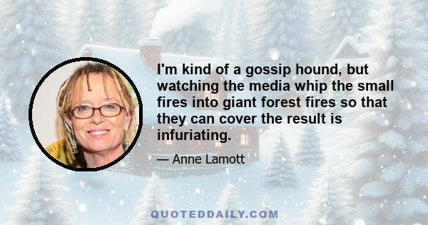 I'm kind of a gossip hound, but watching the media whip the small fires into giant forest fires so that they can cover the result is infuriating.