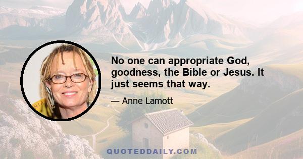 No one can appropriate God, goodness, the Bible or Jesus. It just seems that way.