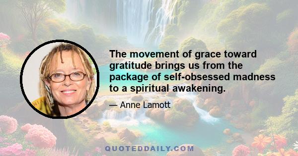 The movement of grace toward gratitude brings us from the package of self-obsessed madness to a spiritual awakening.