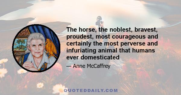 The horse, the noblest, bravest, proudest, most courageous and certainly the most perverse and infuriating animal that humans ever domesticated