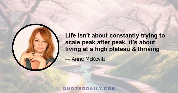 Life isn't about constantly trying to scale peak after peak, it's about living at a high plateau & thriving