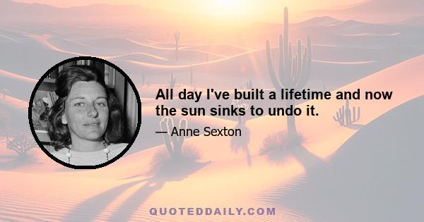 All day I've built a lifetime and now the sun sinks to undo it.