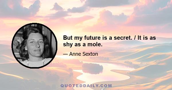 But my future is a secret. / It is as shy as a mole.