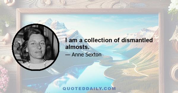 I am a collection of dismantled almosts.